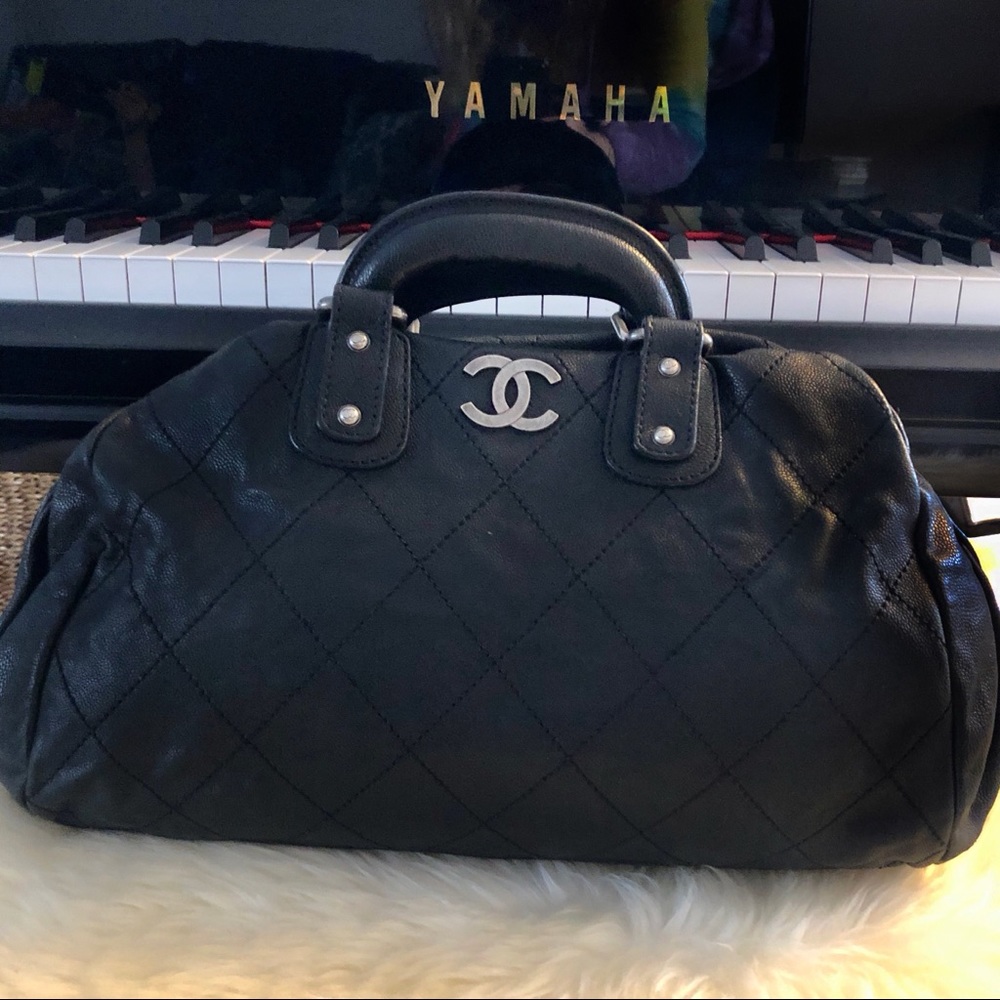 ✨CHANEL✨Caviar Leather Rize-On Boston Satchel